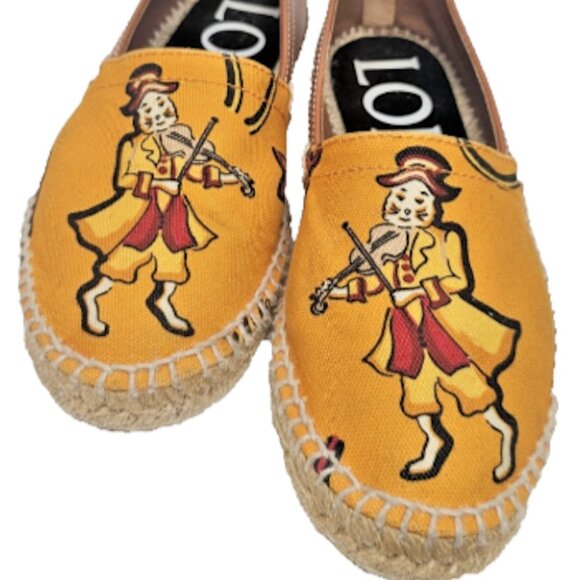 Loewe Violin Player Espadrilles Leather Canvas Flats Size 35 with Dust Bag - Picture 1 of 7
